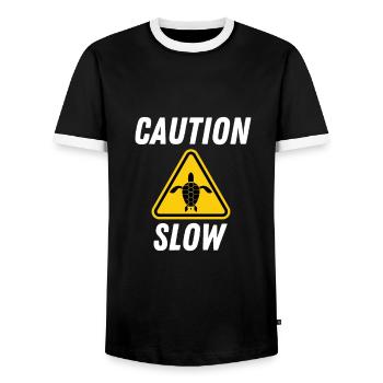 Turtle Caution Slow Sign - Männer Kontrast-T-Shirt - Schwarz/Weiß - Vorne - AI Model Female 172 light (172cm) & AI Model Male 178 light (178cm)