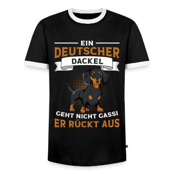 Dackel Spruch Hundehalter lustig - Männer Kontrast-T-Shirt - Schwarz/Weiß - Vorne - AI Model Female 172 light (172cm) & AI Model Male 178 light (178cm)