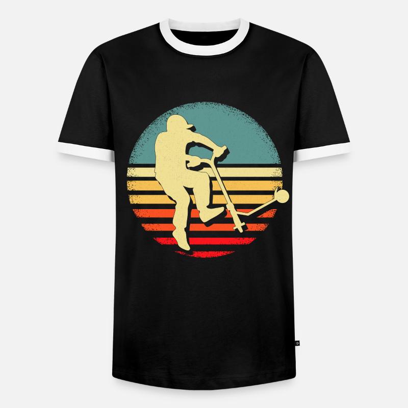 Scooter Stunt Tretroller Geschenkidee - Männer Kontrast-T-Shirt - Schwarz/Weiß