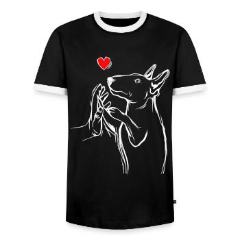 Bullterrier amour chien maman dame - T-shirt contrasté Homme - noir/blanc - Devant - AI Model Female 172 light (172cm) & AI Model Male 178 light (178cm)