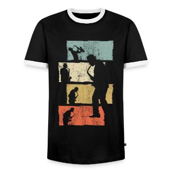 Saxophon Geschenk Saxophonist - Männer Kontrast-T-Shirt - Schwarz/Weiß - Vorne - AI Model Female 172 light (172cm) & AI Model Male 178 light (178cm)