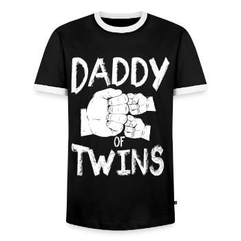 Zwillingspapa Papa Vater Geschenk - Männer Kontrast-T-Shirt - Schwarz/Weiß - Vorne - AI Model Female 172 light (172cm) & AI Model Male 178 light (178cm)