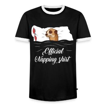 Ctse-sommeil officiel suricate cadeau - T-shirt contrasté Homme - noir/blanc - Devant - AI Model Female 172 light (172cm) & AI Model Male 178 light (178cm)