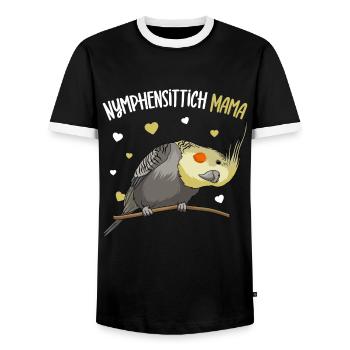 Nymphensittich Mama Vogel Papagei - Männer Kontrast-T-Shirt - Schwarz/Weiß - Vorne - AI Model Female 172 light (172cm) & AI Model Male 178 light (178cm)