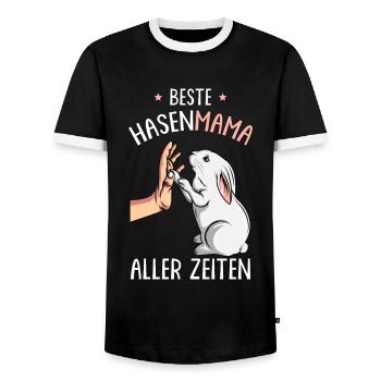 Hasenmama Hase Kaninchen Hasen - Männer Kontrast-T-Shirt - Schwarz/Weiß - Vorne - AI Model Female 172 light (172cm) & AI Model Male 178 light (178cm)