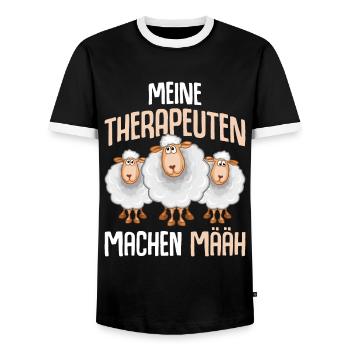 Schaf lustige Sprüche Schäfer Landwirt - Männer Kontrast-T-Shirt - Schwarz/Weiß - Vorne - AI Model Female 172 light (172cm) & AI Model Male 178 light (178cm)