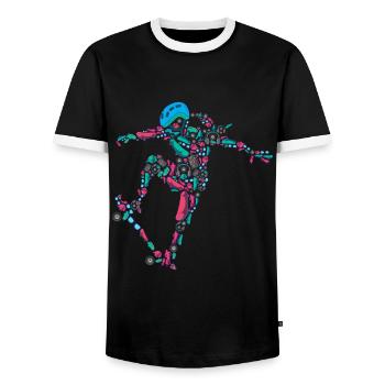Skater Girl Skateboard Stunt Mädchen - Men's Ringer Shirt - black/white - Front - AI Model Female 172 light (172cm) & AI Model Male 178 light (178cm)