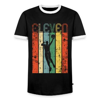 Basketteur 11e anniversaire - T-shirt contrasté Homme - noir/blanc - Devant - AI Model Female 172 light (172cm) & AI Model Male 178 light (178cm)