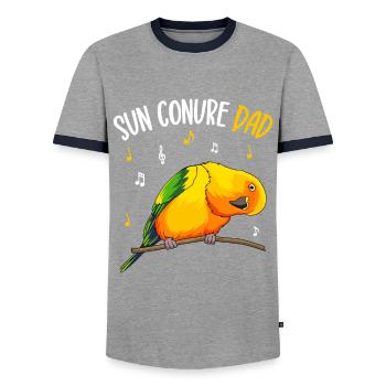 Perruche papa oiseau amoureux - T-shirt contrasté Homme - gris/marine  - Devant - AI Model Female 172 light (172cm) & AI Model Male 178 light (178cm)