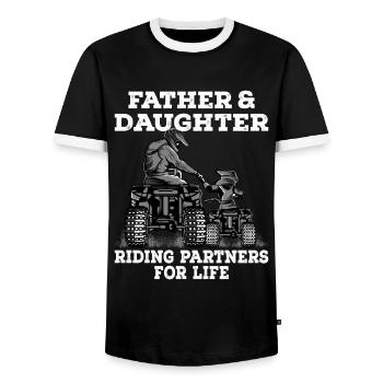 Quad Vater und Tochter Geschenk - Männer Kontrast-T-Shirt - Schwarz/Weiß - Vorne - AI Model Female 172 light (172cm) & AI Model Male 178 light (178cm)