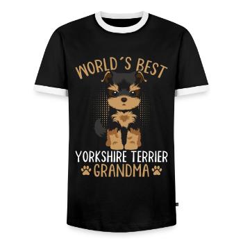 Yorkshire Terrier Dogs Grandma Gift - Men's Ringer Shirt - black/white - Front - AI Model Female 172 light (172cm) & AI Model Male 178 light (178cm)