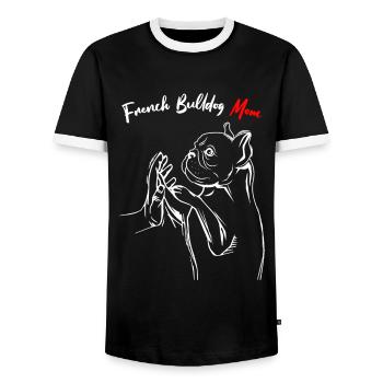 Bouledogue française Maman Frenchie Maman - T-shirt contrasté Homme - noir/blanc - Devant - AI Model Female 172 light (172cm) & AI Model Male 178 light (178cm)
