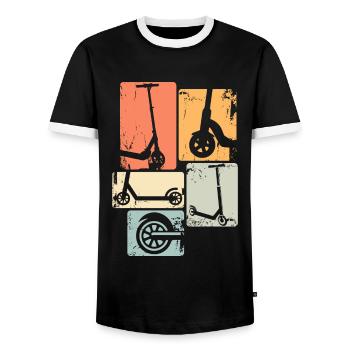 Scooter Roller Stunt Retro Tretroller - Männer Kontrast-T-Shirt - Schwarz/Weiß - Vorne - AI Model Female 172 light (172cm) & AI Model Male 178 light (178cm)
