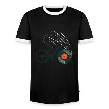 Disque de vélo vintage - T-shirt contrasté Homme - noir/blanc - Devant - AI Model Female 172 light (172cm) & AI Model Male 178 light (178cm)