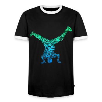 Breakdance Breakdancer Breakdancing - Men's Ringer Shirt - black/white - Front - AI Model Female 172 light (172cm) & AI Model Male 178 light (178cm)