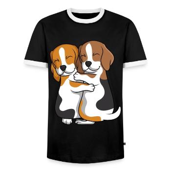 Beagle Lovers Dogs Mistress Children - Men's Ringer Shirt - black/white - Front - AI Model Female 172 light (172cm) & AI Model Male 178 light (178cm)