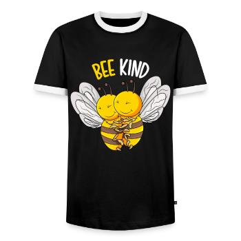 Bee Kind Bienen Kinder Mädchen - Männer Kontrast-T-Shirt - Schwarz/Weiß - Vorne - AI Model Female 172 light (172cm) & AI Model Male 178 light (178cm)