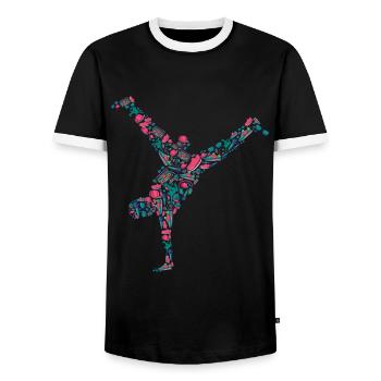 Breakdance Breakdancer Breakdancing - Men's Ringer Shirt - black/white - Front - AI Model Female 172 light (172cm) & AI Model Male 178 light (178cm)