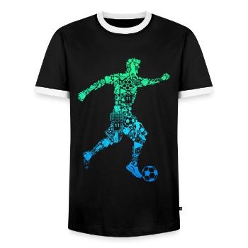 Footballeur Garçons Enfants - T-shirt contrasté Homme - noir/blanc - Devant - AI Model Female 172 light (172cm) & AI Model Male 178 light (178cm)