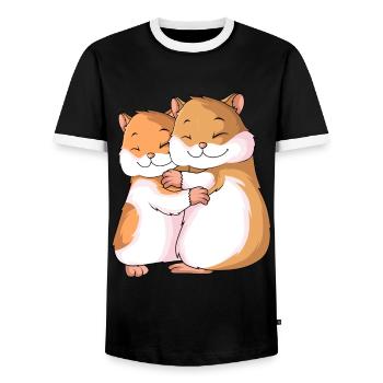Hamster Liebhaber Damen Mädchen - Männer Kontrast-T-Shirt - Schwarz/Weiß - Vorne - AI Model Female 172 light (172cm) & AI Model Male 178 light (178cm)