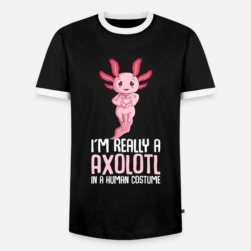 Axolotl Kostüm Mädchen Kinder - Männer Kontrast-T-Shirt - Schwarz/Weiß