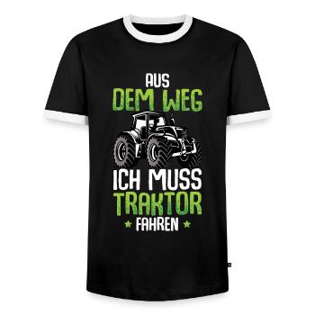 Aus Dem Weg Ich Muss Traktor Fahren - Männer Kontrast-T-Shirt - Schwarz/Weiß - Vorne - AI Model Female 172 light (172cm) & AI Model Male 178 light (178cm)