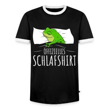 Offizielles Schlafshirt Frosch Frösche Damen - Männer Kontrast-T-Shirt - Schwarz/Weiß - Vorne - AI Model Female 172 light (172cm) & AI Model Male 178 light (178cm)