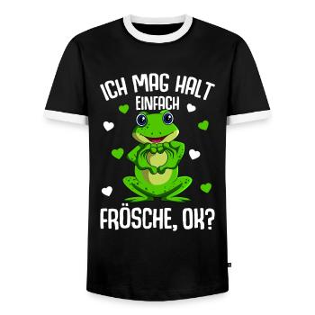 Frosch Ich mag halt Frösche Kinder - Männer Kontrast-T-Shirt - Schwarz/Weiß - Vorne - AI Model Female 172 light (172cm) & AI Model Male 178 light (178cm)