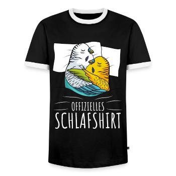 Offizielles Schlafshirt Wellensittich Liebhaber - Männer Kontrast-T-Shirt - Schwarz/Weiß - Vorne - AI Model Female 172 light (172cm) & AI Model Male 178 light (178cm)