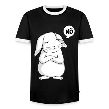 Rabbit Lovers Nö Rabbit Rabbit - Men's Ringer Shirt - black/white - Front - AI Model Female 172 light (172cm) & AI Model Male 178 light (178cm)