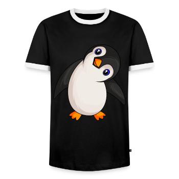Pinguin Liebhaber Penguin Mädchen - Männer Kontrast-T-Shirt - Schwarz/Weiß - Vorne - AI Model Female 172 light (172cm) & AI Model Male 178 light (178cm)