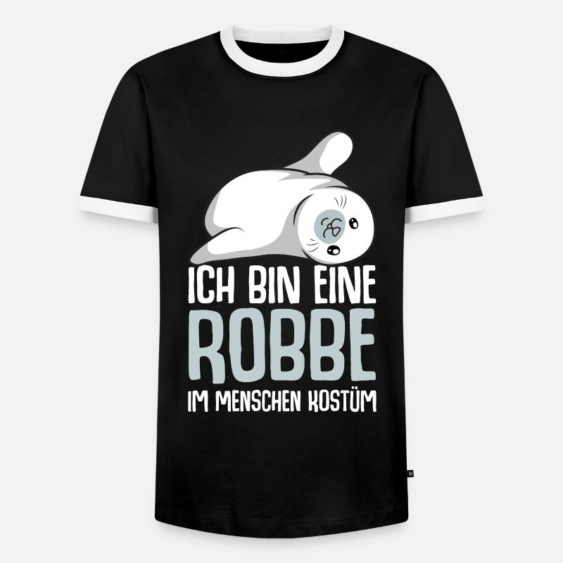 Robbe Seehund Seelöwe Robben Mädchen - Männer Kontrast-T-Shirt - Schwarz/Weiß