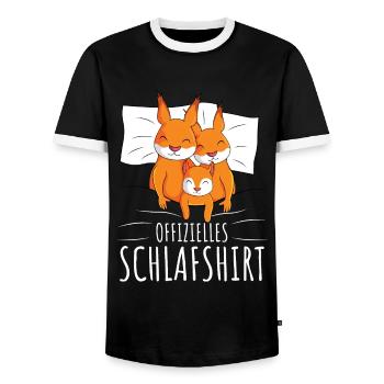 Offizielles Schlafshirt Eichhörnchen Familie - Männer Kontrast-T-Shirt - Schwarz/Weiß - Vorne - AI Model Female 172 light (172cm) & AI Model Male 178 light (178cm)