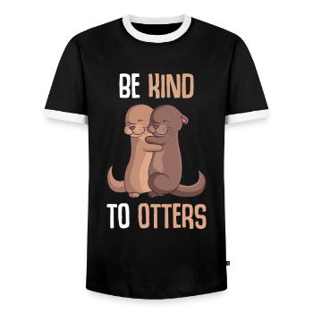 Be Kind To Otters Seeotter Otter - Männer Kontrast-T-Shirt - Schwarz/Weiß - Vorne - AI Model Female 172 light (172cm) & AI Model Male 178 light (178cm)