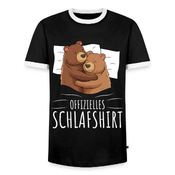Offizielles Schlafshirt Bär Grizzly Braunbär - Männer Kontrast-T-Shirt - Schwarz/Weiß - Vorne - AI Model Female 172 light (172cm) & AI Model Male 178 light (178cm)