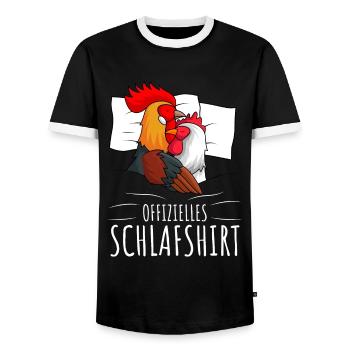 Offizielles Schlafshirt Hühner Landwirt Hahn - Männer Kontrast-T-Shirt - Schwarz/Weiß - Vorne - AI Model Female 172 light (172cm) & AI Model Male 178 light (178cm)