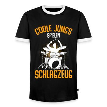 Coole Jungs spielen Schlagzeug Drummer - Männer Kontrast-T-Shirt - Schwarz/Weiß - Vorne - AI Model Female 172 light (172cm) & AI Model Male 178 light (178cm)