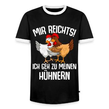 Mir reichts ich geh zu meinen Hühnern - Männer Kontrast-T-Shirt - Schwarz/Weiß - Vorne - AI Model Female 172 light (172cm) & AI Model Male 178 light (178cm)
