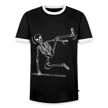 Parkour Skelett Parcour Parcouring - Männer Kontrast-T-Shirt - Schwarz/Weiß - Vorne - AI Model Female 172 light (172cm) & AI Model Male 178 light (178cm)