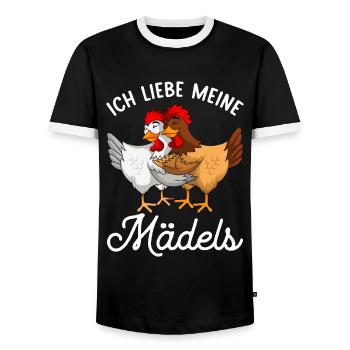 Hühner Ich Liebe Meine Mädels Landwirt - Männer Kontrast-T-Shirt - Schwarz/Weiß - Vorne - AI Model Female 172 light (172cm) & AI Model Male 178 light (178cm)