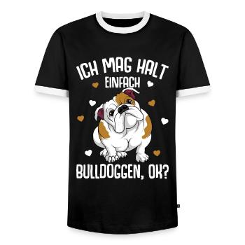 J’aime juste les chiens bouledogues anglais - T-shirt contrasté Homme - noir/blanc - Devant - AI Model Female 172 light (172cm) & AI Model Male 178 light (178cm)