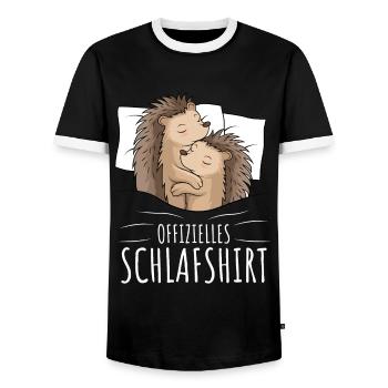 Offizielles Schlafshirt Igel - Männer Kontrast-T-Shirt - Schwarz/Weiß - Vorne - AI Model Female 172 light (172cm) & AI Model Male 178 light (178cm)
