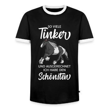 Tinker Pferd Reiterin Damen Pferde Mädchen - Männer Kontrast-T-Shirt - Schwarz/Weiß - Vorne - AI Model Female 172 light (172cm) & AI Model Male 178 light (178cm)