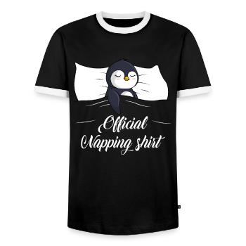 Pinguin Schlafshirt Penguin Geschenk - Männer Kontrast-T-Shirt - Schwarz/Weiß - Vorne - AI Model Female 172 light (172cm) & AI Model Male 178 light (178cm)