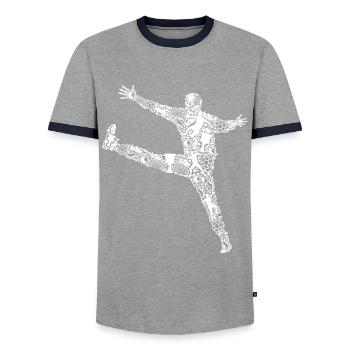 Handball Goalkeeper Handball Players Boys Children - Men's Ringer Shirt - grey/navy  - Front - AI Model Female 172 light (172cm) & AI Model Male 178 light (178cm)