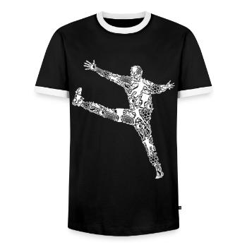 Handball Torwart Handballer Jungen Kinder - Männer Kontrast-T-Shirt - Schwarz/Weiß - Vorne - AI Model Female 172 light (172cm) & AI Model Male 178 light (178cm)