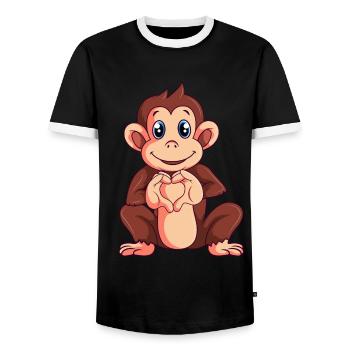 Monkey Lovers Girls Boys Kids - Men's Ringer Shirt - black/white - Front - AI Model Female 172 light (172cm) & AI Model Male 178 light (178cm)