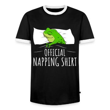 Frosch Schlafshirt Frösche Geschenk - Männer Kontrast-T-Shirt - Schwarz/Weiß - Vorne - AI Model Female 172 light (172cm) & AI Model Male 178 light (178cm)