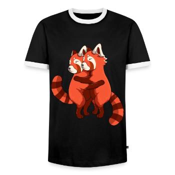 Roter Panda Kinder Mädchen Damen - Männer Kontrast-T-Shirt - Schwarz/Weiß - Vorne - AI Model Female 172 light (172cm) & AI Model Male 178 light (178cm)