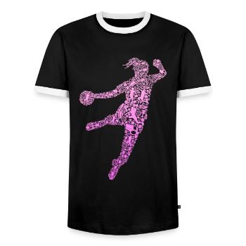 Handball Handballerin Mädchen - Männer Kontrast-T-Shirt - Schwarz/Weiß - Vorne - AI Model Female 172 light (172cm) & AI Model Male 178 light (178cm)